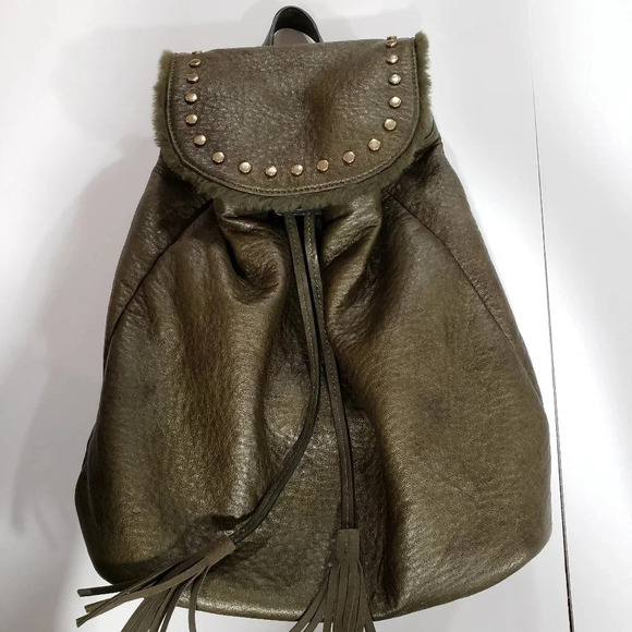 Urban Expressions Handbags - (4)Urban Expressions Green  Vegan Leather Backpack